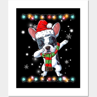 Dabbing French Bulldog Santa Christmas Kids Posters and Art